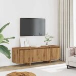 Meuble tv / hi - fi - mango - ch�ne artisanal 120x30x405 cm - bois ding�nierie m1732