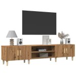 Meuble tv / hi - fi - mango - ch�ne artisanal 180x315x40 cm - bois ding�nierie m1729