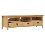 Meuble tv / hi - fi - mango - hill range marron miel - 158x40x47cm bois de pin solide m1596
