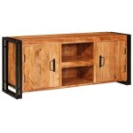 Vidaxl meuble tv en acacia massif marron 120 x 30 x 50 cm ? pieds en fer noir style rustique