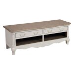 Meuble tv / hifi - interiors - 2 tiroirs - bois massif - blanc - contemporain