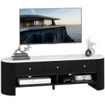 Meuble tv - homcom - 140 cm - pour t�l�viseur 32 - 65 pouces - effet marbre - avec 3 tiroirs fa�ades ...