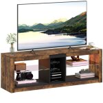 Meuble tv - homcom - lumières led et télécommande étagères et compartiments ouvert - 140x35x47cm - marron ... Meuble tv - homcom - lumières led et télécommande étagères et compartiments ouvert - 140x35x47cm - marron ...
