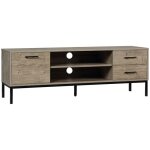Meuble tv homcom meuble tl bois jusqu 50 pouces placard 2 tiroirs et 2 niches - 2 passe - cbles - ...