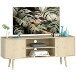 Meuble tv - homcom - pour t�l�viseur jusqu� 55 pouces - 2 placards et 2 �tag�res ouvertes - 120x34x50cm ...