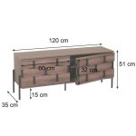 Meuble tv hwc - m44 design 3d tress� push - to - open portes 120cm marron