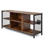 Meuble tv - industriel - 140x40x63 cm - bois dingnierie - mtal - 3 niveaux de rangement