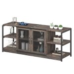 Meuble tv - promiracal - industriel - gris - bois et acier - 160 x 46 x 635 cm