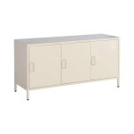 Meuble tv industriel m�tal cr�me 3 portes 120cm - alabama