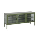 Meuble tv industriel mtal et verre tremp 3 portes 120cm vert - arkansas