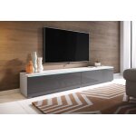 Meuble tv - kane - 180 cm - blanc mat / gris brillant - avec led Meuble tv - kane - 180 cm - blanc mat / gris brillant - avec led