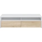 Meuble tv - kioto - blanc artik / chêne canadien - 2 portes - 2 niches - 130 x 42 x 36 cm Meuble tv - kioto - blanc artik / chêne canadien - 2 portes - 2 niches - 130 x 42 x 36 cm