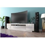 Meuble tv kush blanc mat 200 cm avec portes laquées Meuble tv kush blanc mat 200 cm avec portes laquées