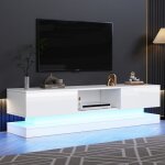 Meubletvavec led 160cm - 2tiroirset 1 compartiment ouvert - adapt pourtv60 - blanc