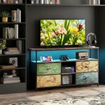 Meuble tv led avec 4 tiroirs 2 �tag�res de rangement cadre en acier 108 x 29. 8 x 76. 8 cm banc tv support ...