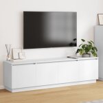 Meuble tv - blanc - 180x38x49 cm - led intégré - 4 portes coulissantes Meuble tv - blanc - 180x38x49 cm - led intégré - 4 portes coulissantes