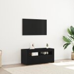 Meuble tv avec led ch�ne noir 90x35x40 cm bois d ing�nierie