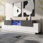 Meuble tv led meuble tv moderne avec 2 tagres en verre 4 portes 2 tiroirs pour salon chambre console ...