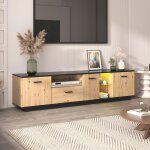 Meuble tv avec led style moderne meuble tv de salon avec un tiroire trois portes et 3 etagres 180x40x45cm ...