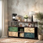 Meuble tv avec led tl console tv avec avec 4 tiroirs et 3 tagres de rangement pour salon et chambre137 ...