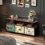 Meuble tv avec lumi�res led 3 tiroirs chiffonnier meuble de rangement meuble t�l� de salon 137 x 30 x ...