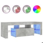 Meuble tv - lumires led rvb - gris bton 120x35x40 cm - design contemporain rui07 5344