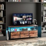 Meuble tv lumineux 108cm - adwolt - Éclairage rgb intelligent 3 cases de rangement hauteur adjustable ... Meuble tv lumineux 108cm - adwolt - Éclairage rgb intelligent 3 cases de rangement hauteur adjustable ...