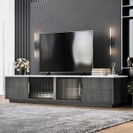 Meuble tv de luxe 160 cm pour t�l�viseur 70 pouces meuble tv el�gant pour salon 2 portes vitr�es et 4 ...
