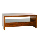 Meuble tv macabane eden - marron - 2 grands tiroirs - 1 petit tiroir bois mindi