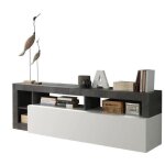 Meuble tv - maestro - finition blanc laqué et effet oxyde - 1 porte abattant - style contemporain / design ... Meuble tv - maestro - finition blanc laqué et effet oxyde - 1 porte abattant - style contemporain / design ...