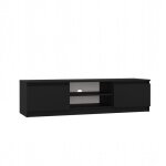 Meuble tv malmo 140 cm noir - 2 armoires latrales fermes - design moderne