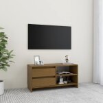 Meilleures meuble tv marron miel 80x31x39cm - bois de pin massif ssd30634501