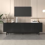 Meuble tv minimaliste 175cm - portes sans poigne & pieds bois massif - plateaux rglables - design pur ...