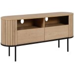 Meuble tv mito cremona chne l - 154 cm avec cts arrondis et pieds en mtal noir