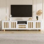 Meuble tv moderne 180x40x47cm - extérieur blanc et bois avec led4 portes 1 tiroir - pieds ronds rangement ... Meuble tv moderne 180x40x47cm - extérieur blanc et bois avec led4 portes 1 tiroir - pieds ronds rangement ...