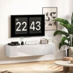 Meuble tv moderne - 2 portes battantes - 140 cm de long - support tv mural pour tlviseurs jusqu 65 ...