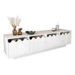 Meuble tv moderne 4 portes design ondul� ? �l�gant centre de divertissement et support tv pour salon ...