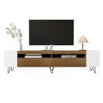 Meuble tv moderne aspect blanc et bois ? longueur 180 cm