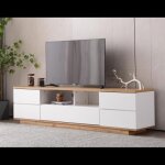 Meuble tv moderne blanc en bois - 5 portes 8 compartiments armoire de télévision buffet salon bas - 180x38x46c ... Meuble tv moderne blanc en bois - 5 portes 8 compartiments armoire de télévision buffet salon bas - 180x38x46c ...