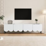 Meuble tv moderne en blanc avec motif unique pour t�l�viseurs jusqu� 80 pouces deux portes et gestion ...