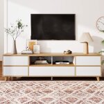 Meuble tv armoire tv moderne avec veines de bois 175 cm pour le salon blanc Meuble tv armoire tv moderne avec veines de bois 175 cm pour le salon blanc