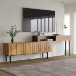 Meuble tv moderne console tv extensible avec design marbre et bois pieds en métal meuble de rangement ... Meuble tv moderne console tv extensible avec design marbre et bois pieds en métal meuble de rangement ...