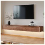 Meuble tv moderne effet noyer 3 tiroirs pied / mural pour tv 65?85 design mid - century console salon ...