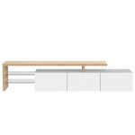 Meuble tv moderne bois et blanc ? banc tv 197 cm avec led 7 couleurs 3 compartiments tagres en verre ...