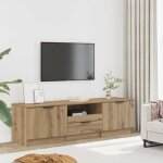 Meuble tv moderne - vidaxl - ch�ne artisanal - 140x35x40 cm - 3 tiroirs - 3 �tag�res - capacit� 60 kg ...