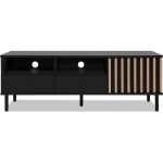 Meuble tv - monza - noir / chne artisan - 2 tiroirs 2 niches ouvertes 1 porte - 138 x 49 x 40 cm