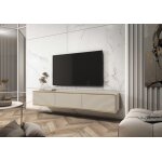 Meuble tv - mucalma - 175 cm - fa�ade � lamelles - beige avec inserts dor�s