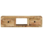 Meuble tv multi - rangements - mural 100x32x25cm bois massif manguier brut armoire multimdia / buffet ...