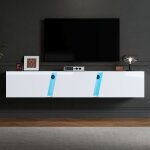 Meuble tv mural 180 x 35 x 30 cm blanc laqué meuble tv suspendu avec led buffet flottant moderne avec ... Meuble tv mural 180 x 35 x 30 cm blanc laqué meuble tv suspendu avec led buffet flottant moderne avec ...