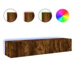 Meuble tv mural - ashata - 2pcs - chêne fumé - 80x35x31 cm - lumières led rvb Meuble tv mural - ashata - 2pcs - chêne fumé - 80x35x31 cm - lumières led rvb